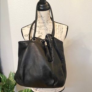 Michael Kors tassel Pebbled Black Leather Hobo bag